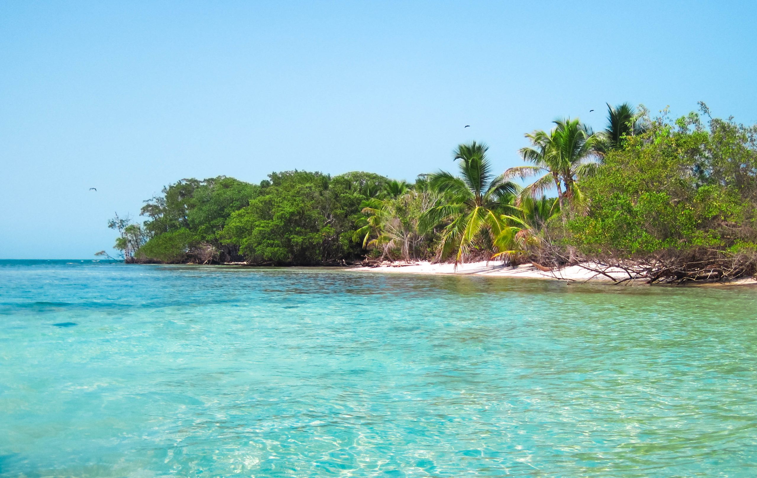 An idyllic tropical island called West Snake Caye off the coast of Belize.