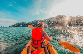 Picture of people Kayaking taken from above